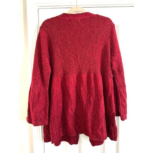 WILLOW Red Large Button Bell-Sleeve Knit Cardigan Sweater - Sz Large - Picture 5 of 5